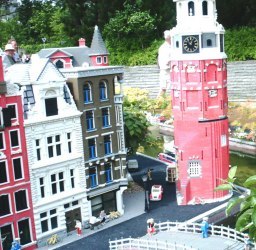 Lego Land with red white dolly in Amsterdam.